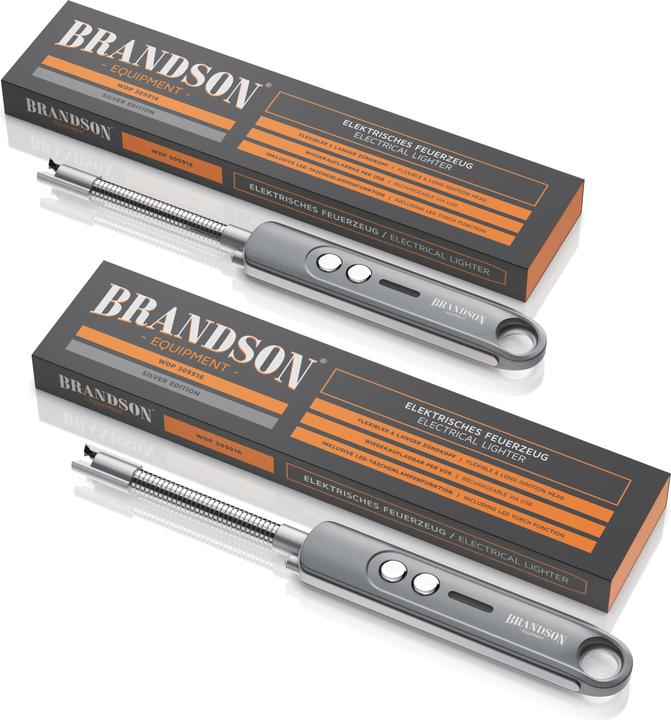 Produktbild Brandson 2x Stabfeuerzeug, Lichtbogen Feuerzeug elektrisch, Kerzenanzünder, USB aufladbar, für Kerze, Gasherd