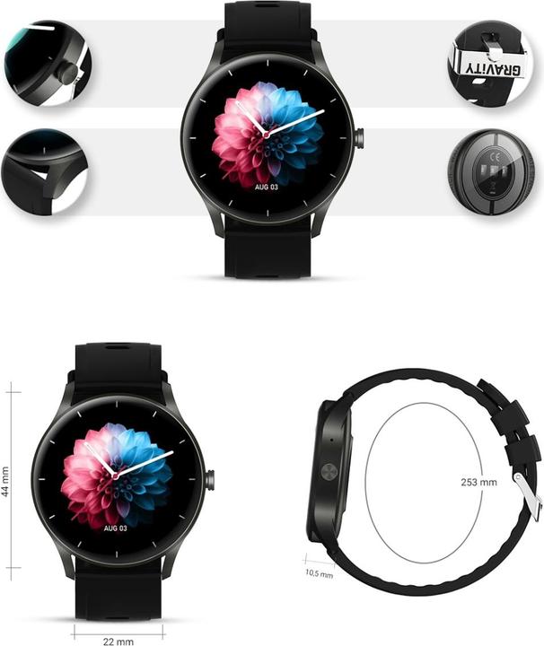 Produktbild Gravity Unisex GT2-2 – Bluetooth-Anrufe, individuelle Zifferblätter (sg019b) (45 mm)