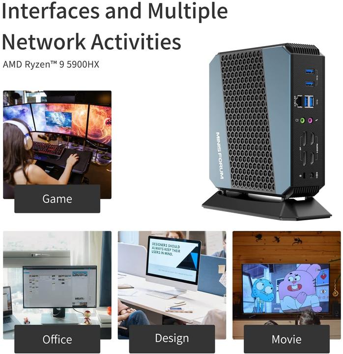 Produktbild Minisforum Mini PC HX90 32+512GB (Ryzen 9 5900HX)
