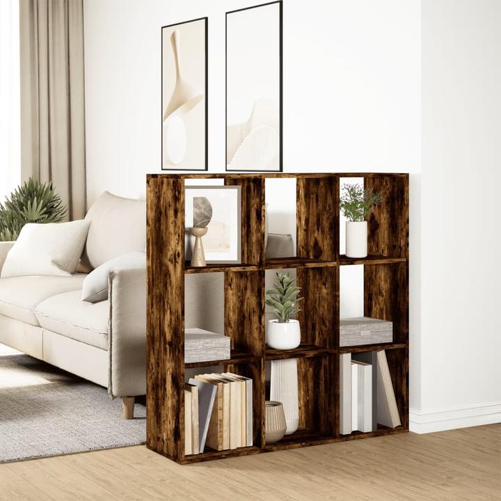 Image du produit VidaXL Séparation de pièce Bibliothèque Étagère sur pied Étagère de bureau Étagère cubique Chêne fumé (102 x 29 x 103.5 cm)