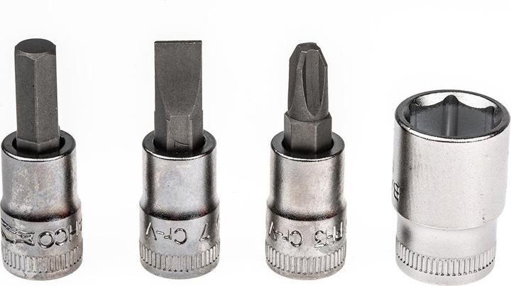 Produktbild Bahco 1/4"-Steckschlüssel-Satz, metrisch, Sechskant, inklusive Umschaltknarre und Schraubendreher-Einsät (12 mm, 10  mm, 11 mm, 13 mm)