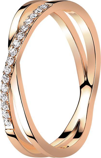 Star Piercing Ring rosegold Kreuz X mit Kristallen
