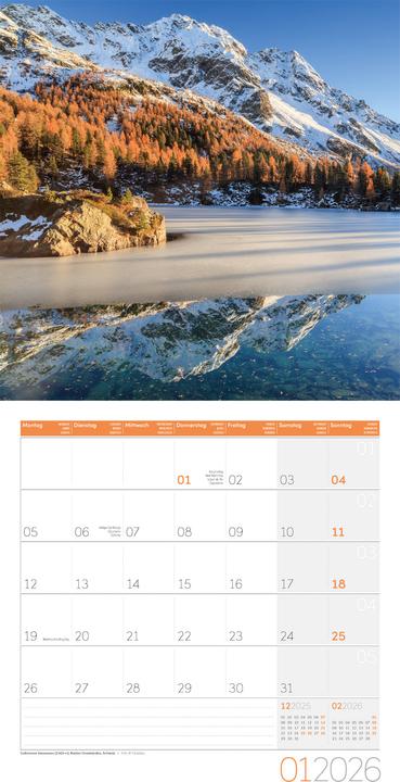 Produktbild Alpen Kalender 2026 - 30x30 (30 x 30 cm, Harter Einband, Französisch, Englisch)