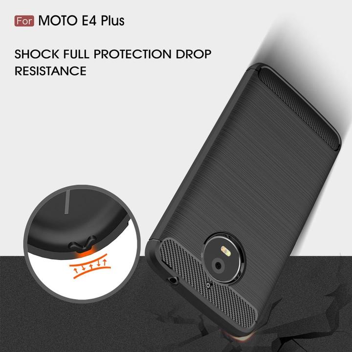 Produktbild König Design Motorola Moto E4 Plus TPU Case Carbon Fiber Optik Brushed Schutz Hülle Blau Neu (Motorola Moto E4 Plus)