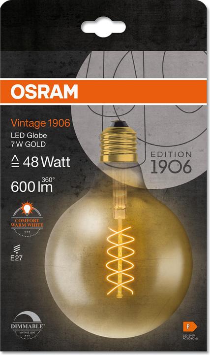 Immagine prodotto Osram Annata 1906 (E27, 4.80 W, 420 lm, 1 x, F)