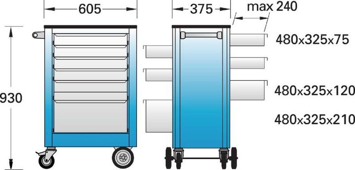 Produktbild Gedore 1578 Werkzeugwagen mit 6 Schubladen (1 x)