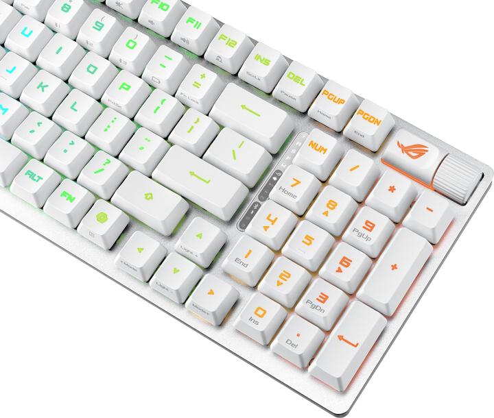 Image du produit ASUS Tastatur ROG Strix Scope II 96 RX Wireless WHT (DE, Sans fil, Filaire)