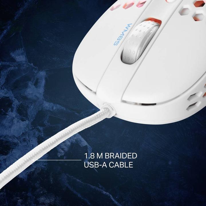 Produktbild Deltaco GAMING White LINE 65g Gewicht, 400-6400 DPI, 1000 Hz, weiss (Kabelgebunden)