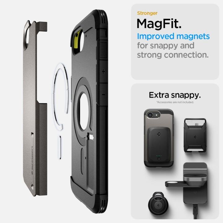 Produktbild Spigen Tough Armor Case with MagSafe for iPhone 16e with Stand - Gray (Apple iPhone 16e)