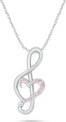 Brilio Silver - Silver treble clef necklace with synthetic opal NCL164WB