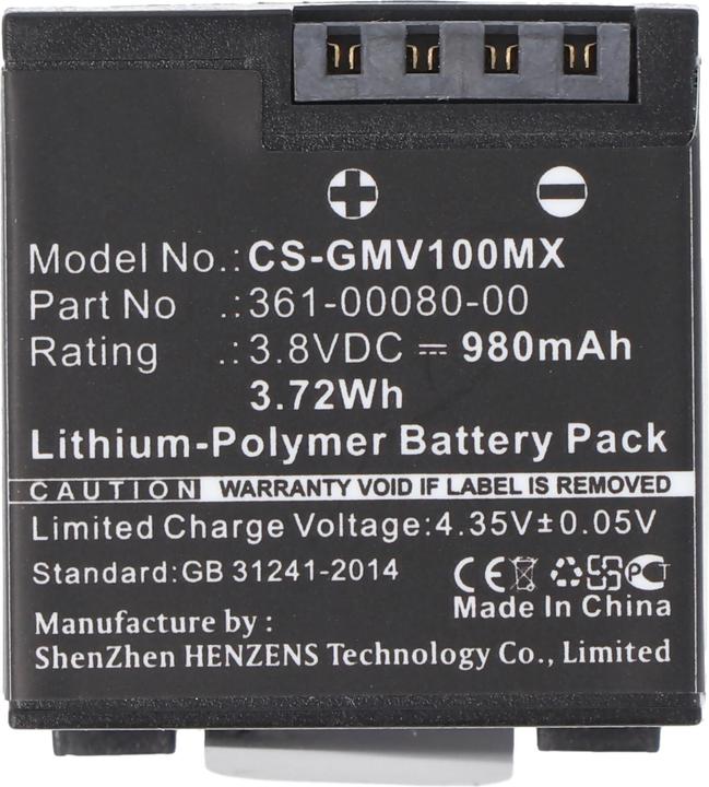 Actual product image AccuCell Akku Garmin VIRB XE Akku 010-12256-01, 361-00080-00, GMICP902624 (Camera battery)