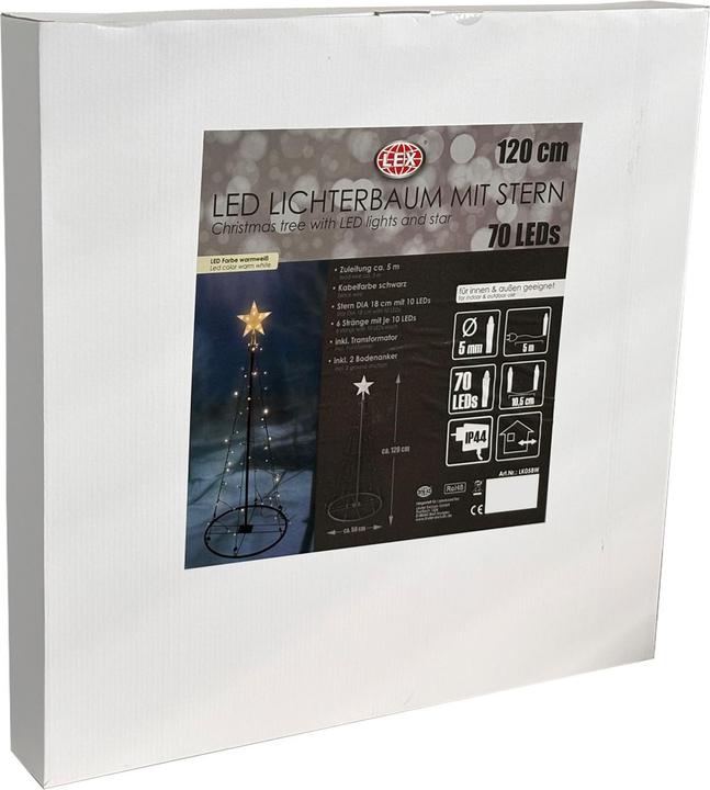 Produktbild Inda-Exclusiv LED Metall Weihnachtsbaum mit Stern warmweiss 70 LEDs 120cm