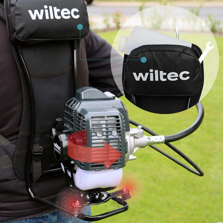Actual product image Wiltec 4-in-1 Multi Gardening Tool with 2-stroke Motor incl. Extension e.g. Hedge Shears Pole Pruner (Weed whacker, Garden machinery attachment)