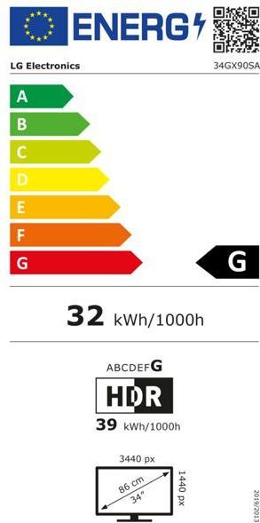 Energie-Label LG 34GX90SA-W (3440 x 1440 Pixel, 34")