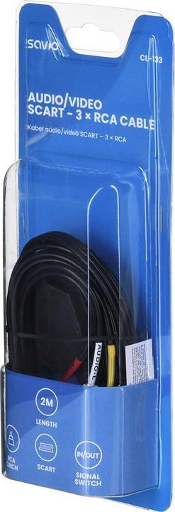Actual product image Savio CL-133 SCART Cable SCART (21-pin) 3 x RCA Multicolor (2 m)