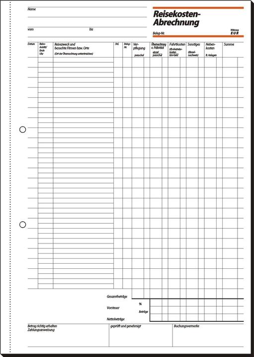 Nutritional values and ingredients Sigel Form book "Travel expense report", A4, 50 sheets (50 x)