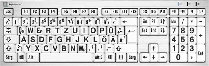 Logickeyboard LKB-LPRNTBW-AJPU-EN USB QWERTY German Multi Keyboard (DE, Cable)