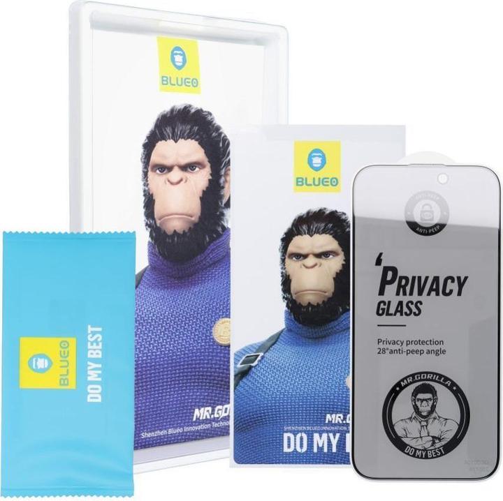 Produktbild Blueo Other 5D Mr. Monkey Glass - Apple iPhone 14 Pro black (Strong Privacy) (1 Stück, Apple iPhone 14 Pro)