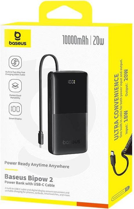 Actual product image Baseus Powerbank Bipow 2 10000mAh 20W (Black) (10000 mAh, 20 W, 37 Wh)