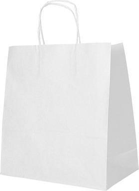 Produktbild Papstar Papier-Tragetasche, 270 x 320 x 170 mm, weiss aus Kraftpapier, 70 g/qm, Tragkraft: 5 kg, mit Trageko (Geschenktüte, 25 x)