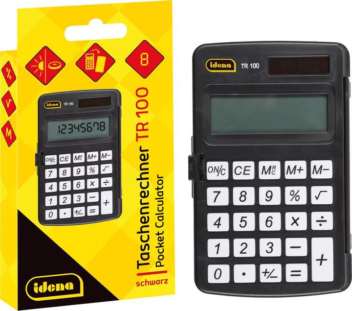 Produktbild Idena Taschenrechner TR100 solar schwarz 8stelliges Display