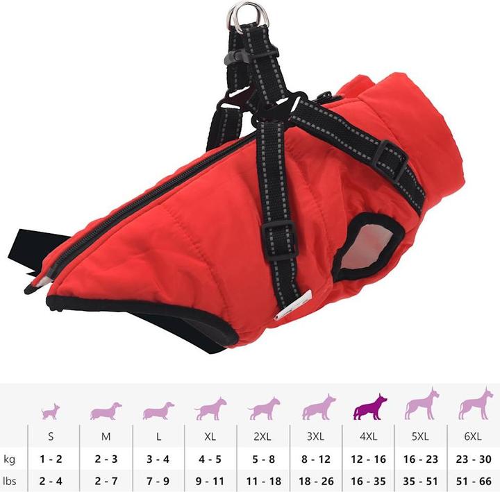 Produktbild VidaXL Hundemantel mit Geschirr Wasserdicht Reflektierend (36, Hundemantel)