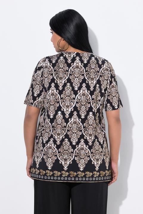 Produktbild Ulla Popken Slinkyshirt, Zierfalte, Classic, V-Ausschnitt, Halbarm (50, 52)