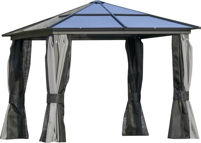 Produktbild Swisshandel24 Luxus Pavillon Gartenpavillon Alu mit lichtdurchlässigem PC Dach Braun+Beige 300 x 360 x 265 cm (360 cm, 300 cm)