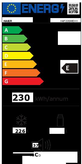 Label énergétique Haier H4F226WEH1 Congélateur vertical autonome 226 (Autonome, 226 l)