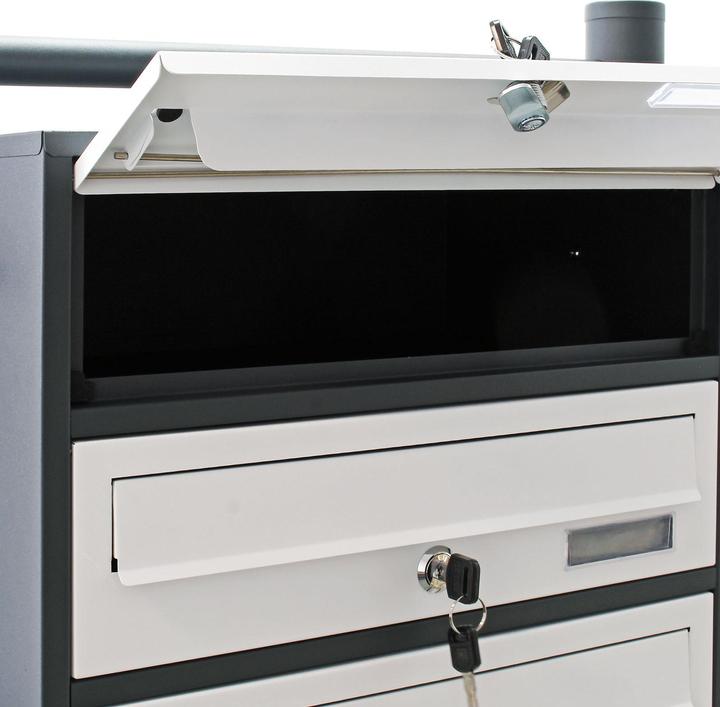 Produktbild Wiltec 10er Briefkastenanlage Anthrazit/Weiss 898x270x1500 mm Standbriefkasten