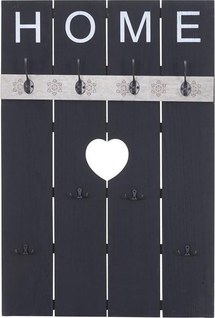Produktbild Mendler Wandgarderobe Home, Shabby Look Vintage, 8 Haken 91x60cm - dunkelgrau, shabby