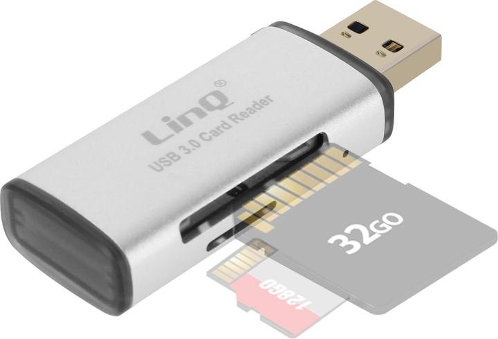 Actual product image LinQ USB 3.0 card reader adapter SD / Micro-SD memory cards, - Grey (USB 3.0)
