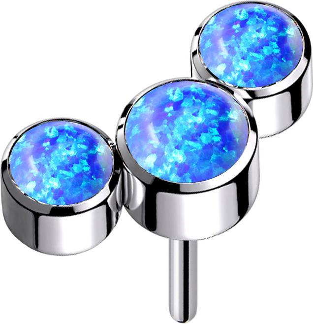 Star Piercing Threadless silber drei Opale blau (ohne Messing, Titan G23)