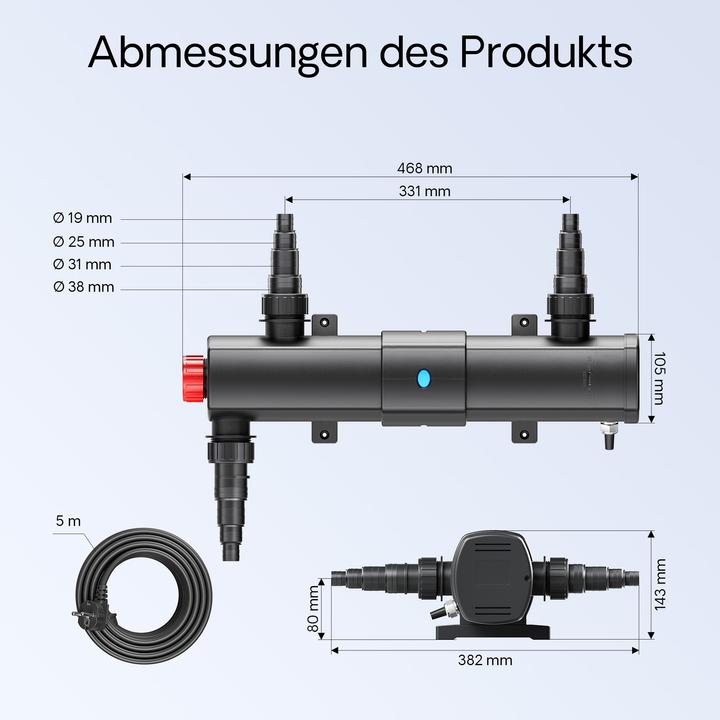 Produktbild SunSun UV-C 4500 l/h 24 W Teichklärer Vorklärgerät Wasserklärer Lichtfilter