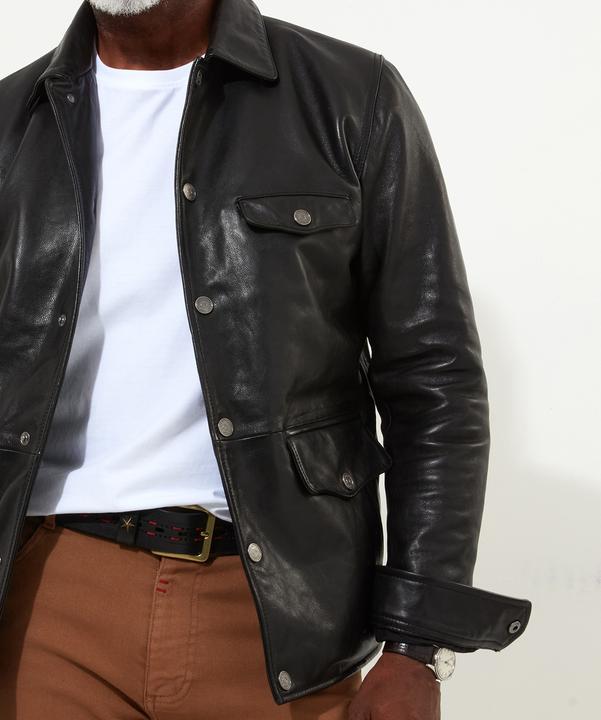 Actual product image Joe Browns Classic Leather Jacket with Vintage Check Lining (XL)