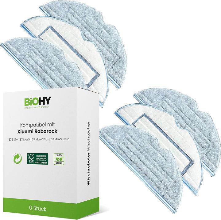 Image du produit Biohy 6er-Set Wischtücher für Roborock S8/S7