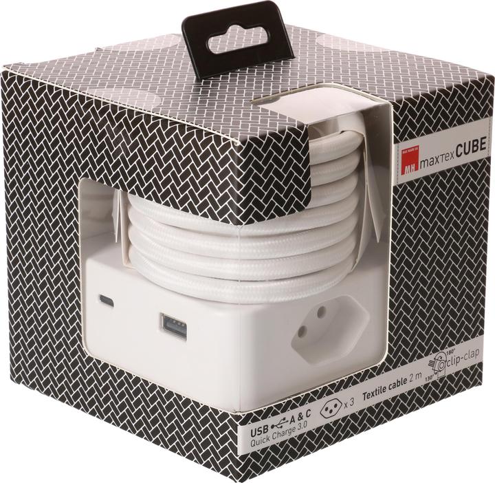 Actual product image Max Hauri maxTEX Cube (3 x, USB-A, USB, USB-C, Type 13, 2 m)