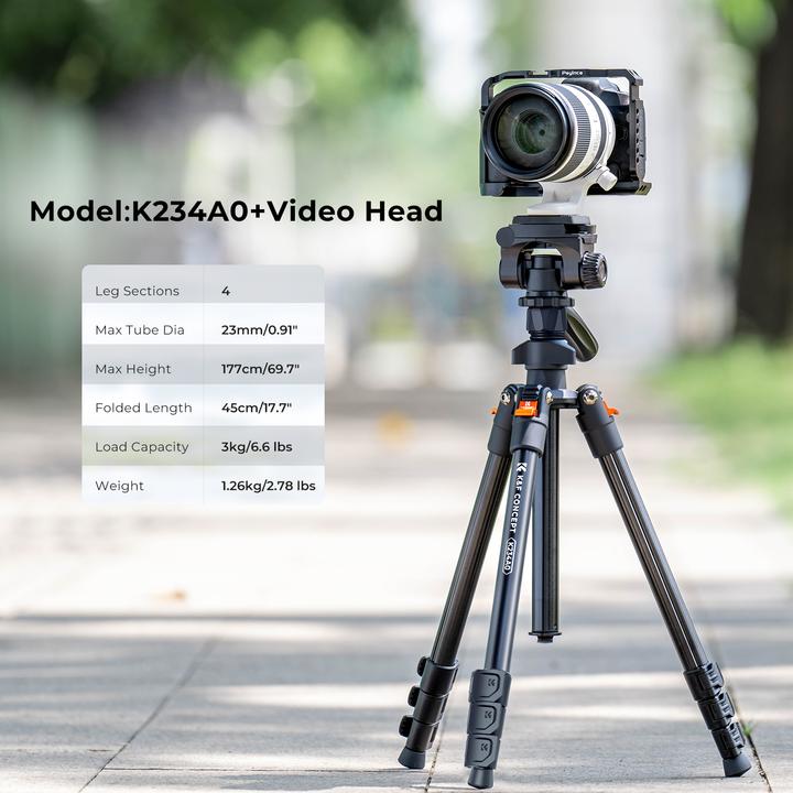 Image du produit K&F Concept Concept Tripod w/ Videohead (Métal)