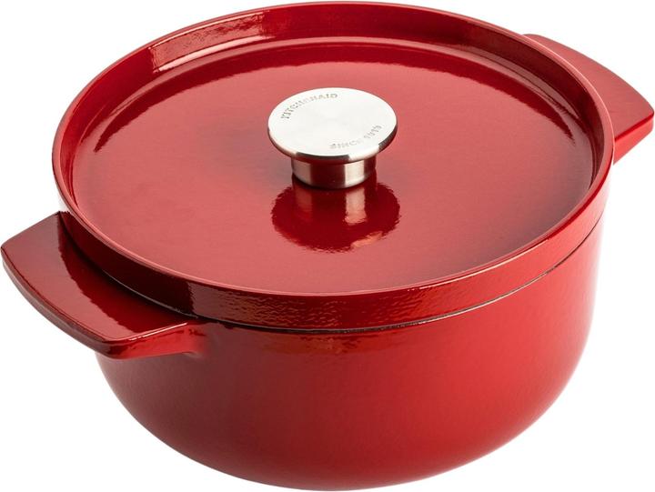 KitchenAid braadpan 22cm - gemailleerd gietijzer - keizer rood - rond (26 cm, Bräter + Schmortopf, Gusseisen)