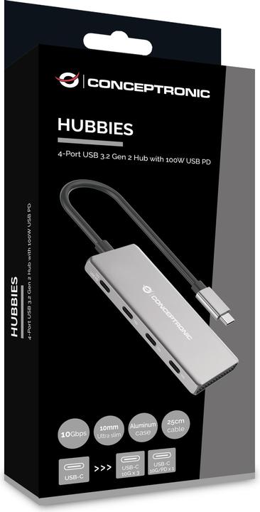 Produktbild Conceptronic 4 Port USB-Hub (USB-C, 4 Ports)