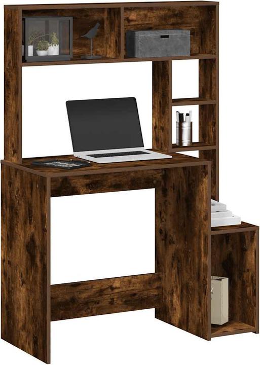 Actual product image VidaXL Desk with shelf smoked oak 100x45x140 cm wood-based material (100 x 45 x 140 cm)