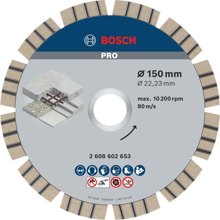 Produktbild Bosch Professional Zubehör PRO Concrete Diamanttrennscheibe, 150 x 22,23 mm