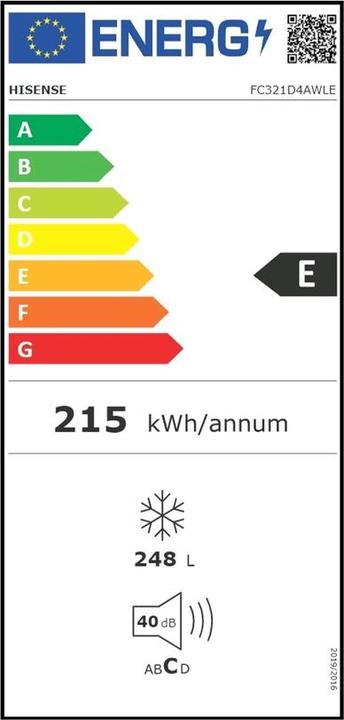 Label énergétique Hisense FC321D4AWLE Congélateur coffre 248 Litres (Autonome, 321 l)