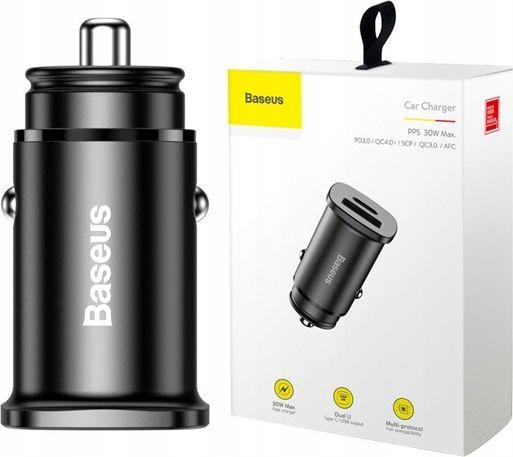 Image du produit Baseus Chargeur de voiture métallique carré USB/TypeC (30W)