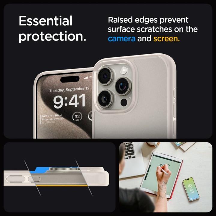 Actual product image Spigen Ultra Hybrid case for iPhone 15 Pro - natural titanium (Apple iPhone 15 Pro)