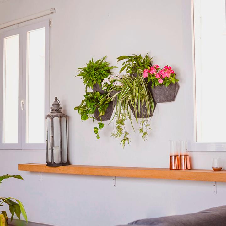 Actual product image CitySens 3 Pack Wall Planters white planter gray textile cover (10 cm)