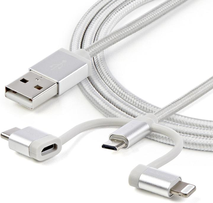 Actual product image StarTech USB Lightning Cable - USB-C Micro-B Charging Cable - 1m - braided - Silver - USB to Lightning (1 m, USB 2.0)