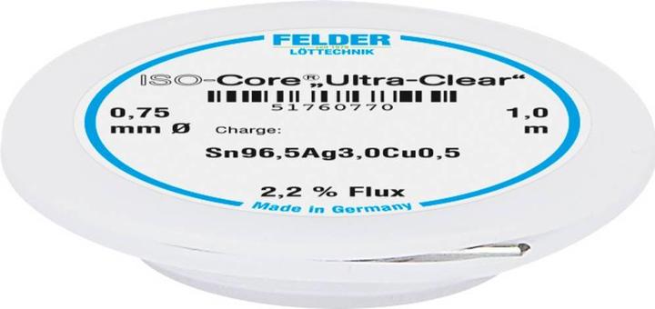 Actual product image Felder Lottechnik Felder Soldering Technology ISO-Core "Ultra Clear" SAC305 Solder Coil Sn96.5Ag3Cu0.5 0 (Soldering Coil Kit)