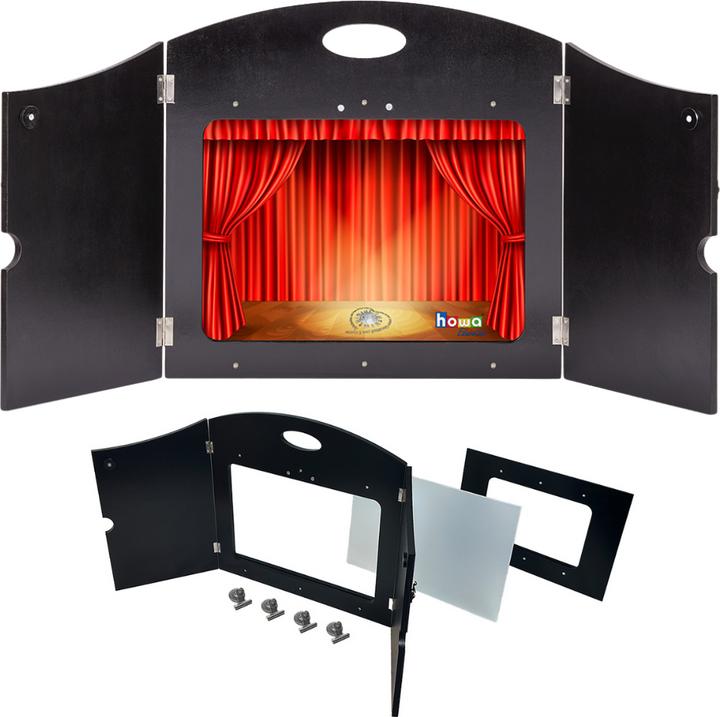 Image du produit Howa 4in1 Théâtre de contes Kamishibai, Théâtre d'ombres, Théâtre de marionnettes en bois pour A3 et A4