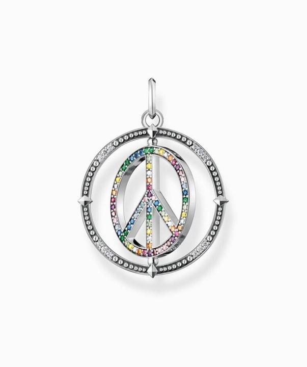 Immagine prodotto Thomas Sabo Ciondolo Segno di Pace con Pietre Colorate Argento Annerito (Argento 925)